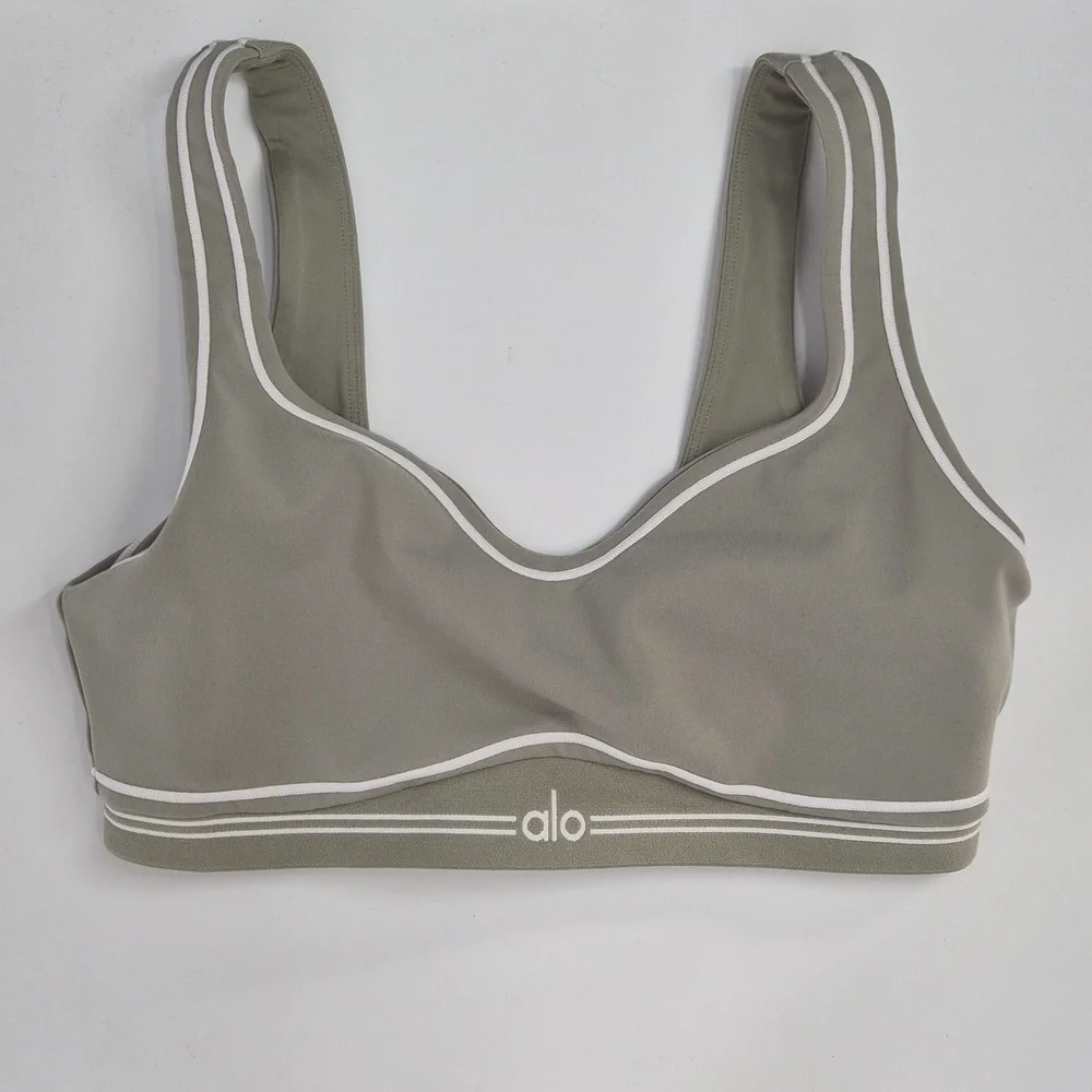 Alo Yoga Airbrush Heart Throb Bra Limestone Medium - Picture 3 of 8
